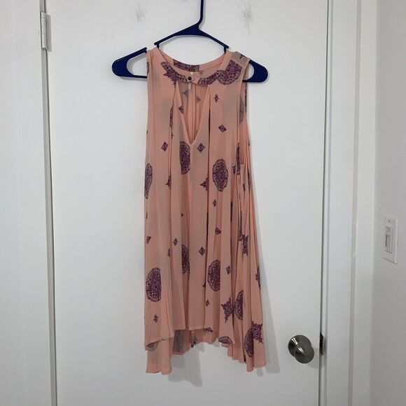 Free People Tree Swing Tunic Dress in Pink /Purple - Size XSmall Pockets Fairy - Picture 1 of 9